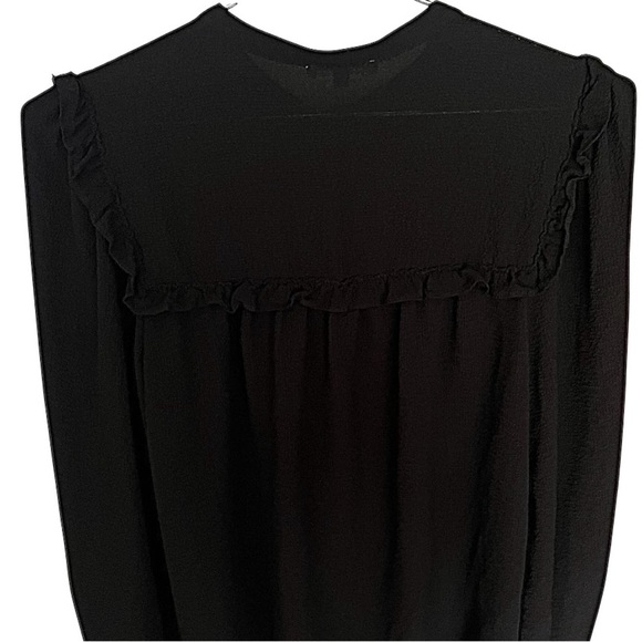 Max Studio | Black Button Smocked Blouse | Sheer Black | Women’s Size Medium - Picture 4 of 5